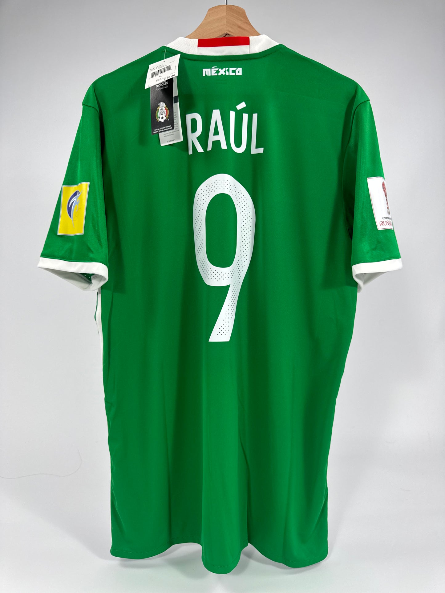 2016/17 ADIDAS MEXICO HOME JERSEY NEW WITH TAGS RAUL JIMENEZ 9 CONFEDERATIONS CUP RUSSIA (L)