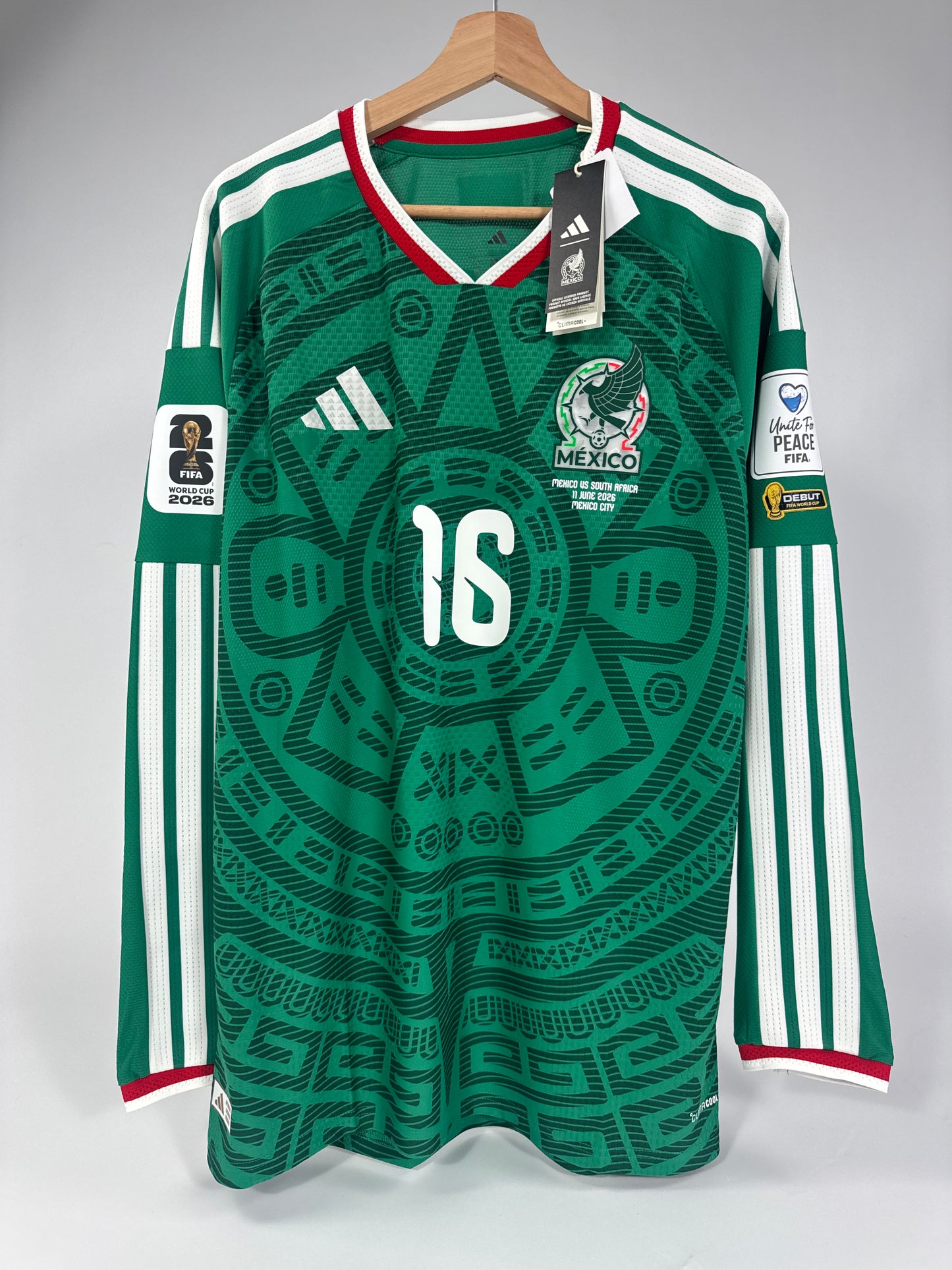 2026 ADIDAS MEXICO HOME JERSEY AUTHENTIC LONG SLEEVE PLAYER VERSION NEW WITH TAGS Julian Quiñones