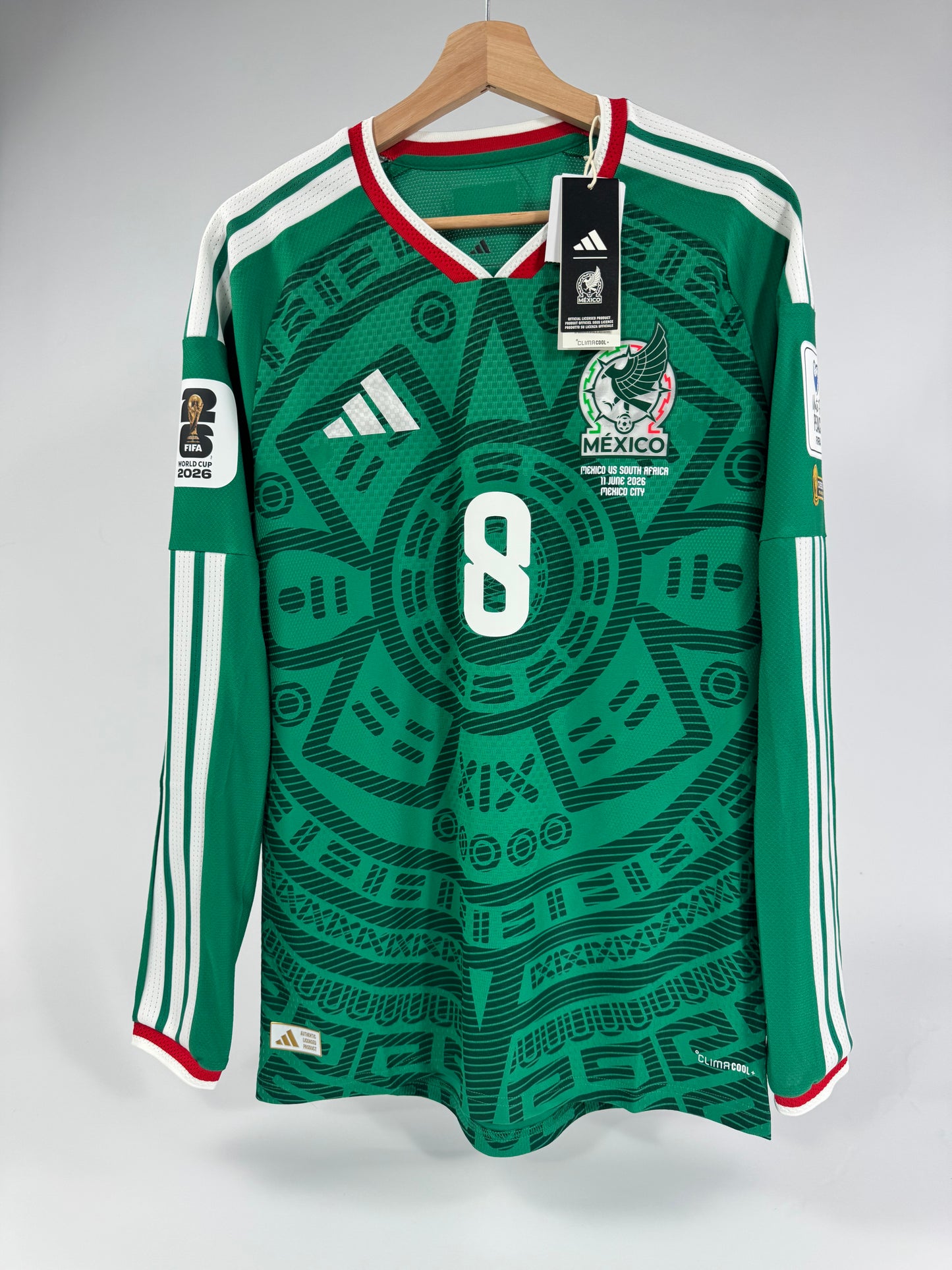 2026 ADIDAS MEXICO HOME JERSEY AUTHENTIC LONG SLEEVE PLAYER VERSION NEW WITH TAGS FIDALGO 8 (S)