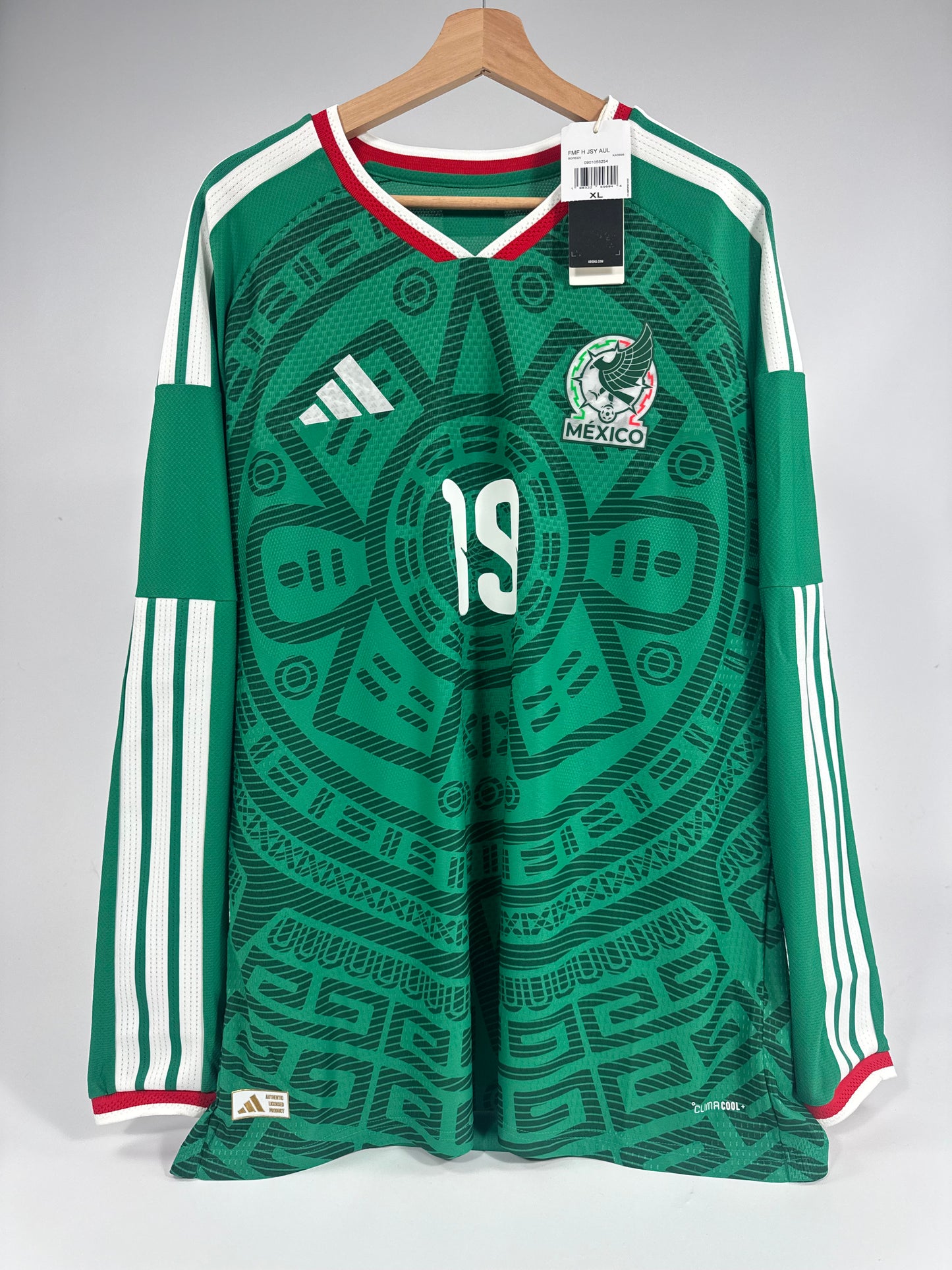 2026 ADIDAS MEXICO WORLD CUP HOME JERSEY LONG SLEEVE GILBERTO MORA 19 (XL) PLAYER VERSION