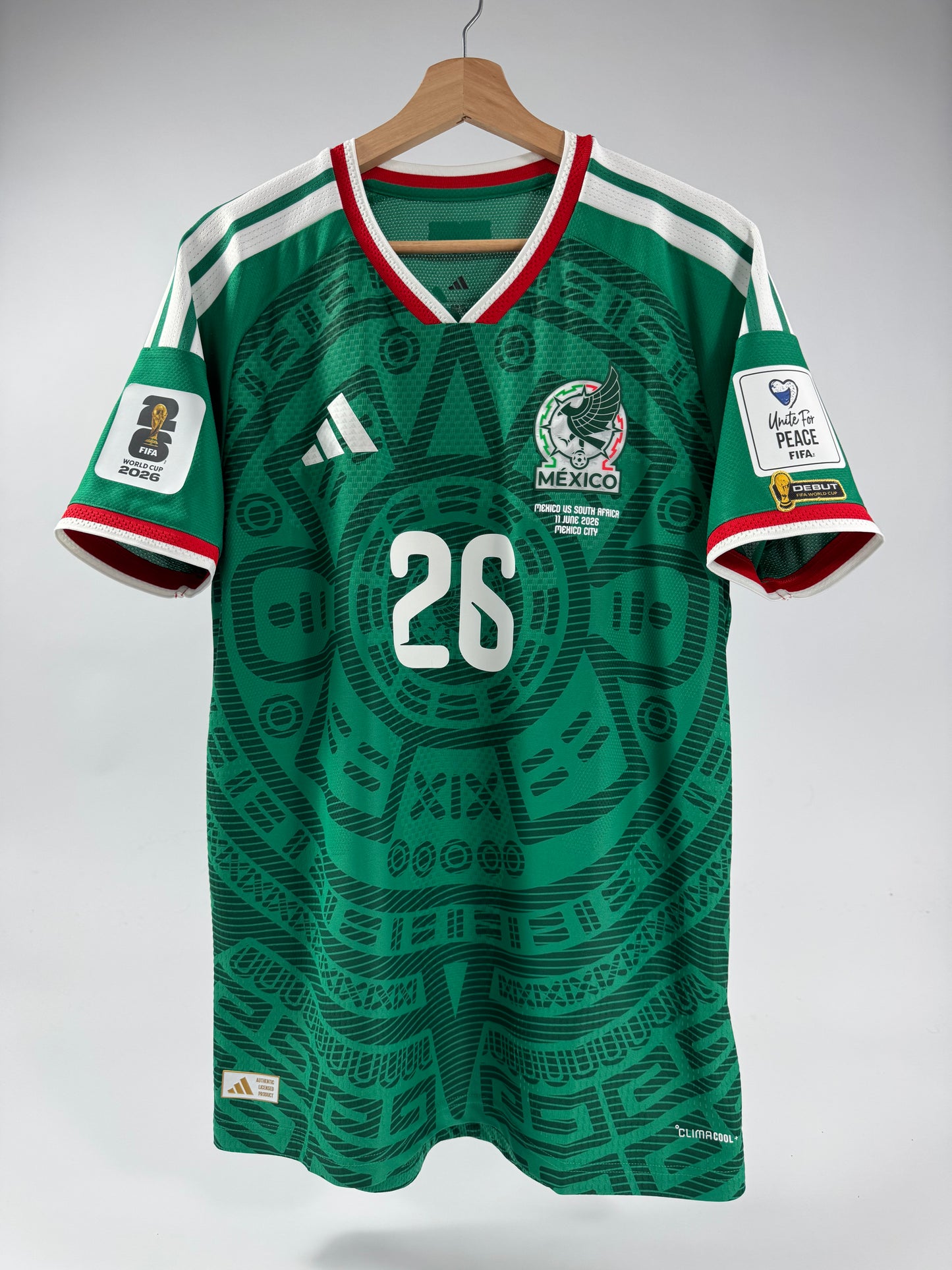 2026 ADIDAS MEXICO HOME JERSEY BRIAN GUTIERREZ 26 NEW WITH TAGS MEXICO VS SOUTH AFRICA DEBUT JERSEY (M)