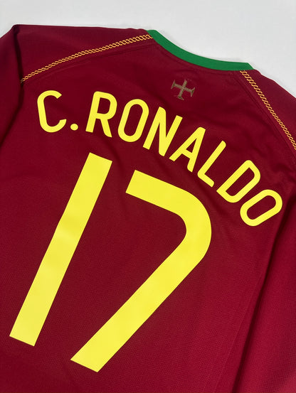 2006 NIKE PORTUGAL LONG SLEEVE HOME KIT CRISTIANO RONALDO 17-(XL)