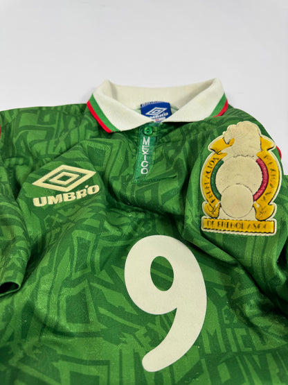 1994 UMBRO MEXICO HOME JERSEY HUGO SANCHEZ 9-(M)