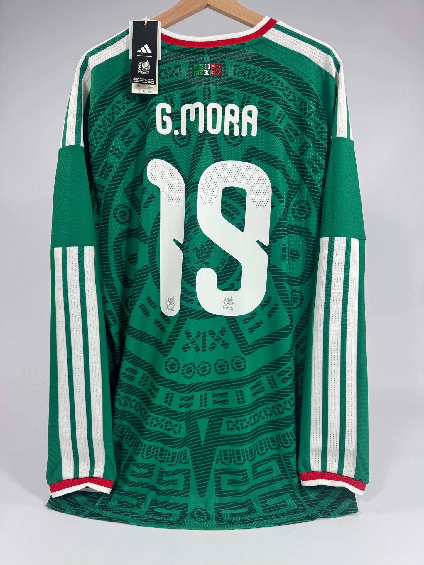 2026 ADIDAS MEXICO WORLD CUP HOME JERSEY LONG SLEEVE GILBERTO MORA 19 (XL) PLAYER VERSION