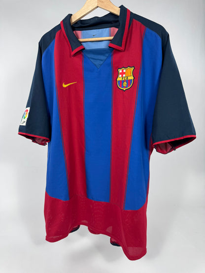 2003/2004 NIKE FC BARCELONA HOME JERSEY MARQUEZ 4-(XL)