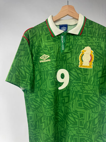 1994 UMBRO MEXICO HOME JERSEY HUGO SANCHEZ 9-(M)