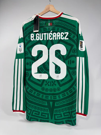2026 ADIDAS MEXICO WORLD CUP HOME JERSEY LONG SLEEVE BRIAN GUTIERREZ 26 (M)
