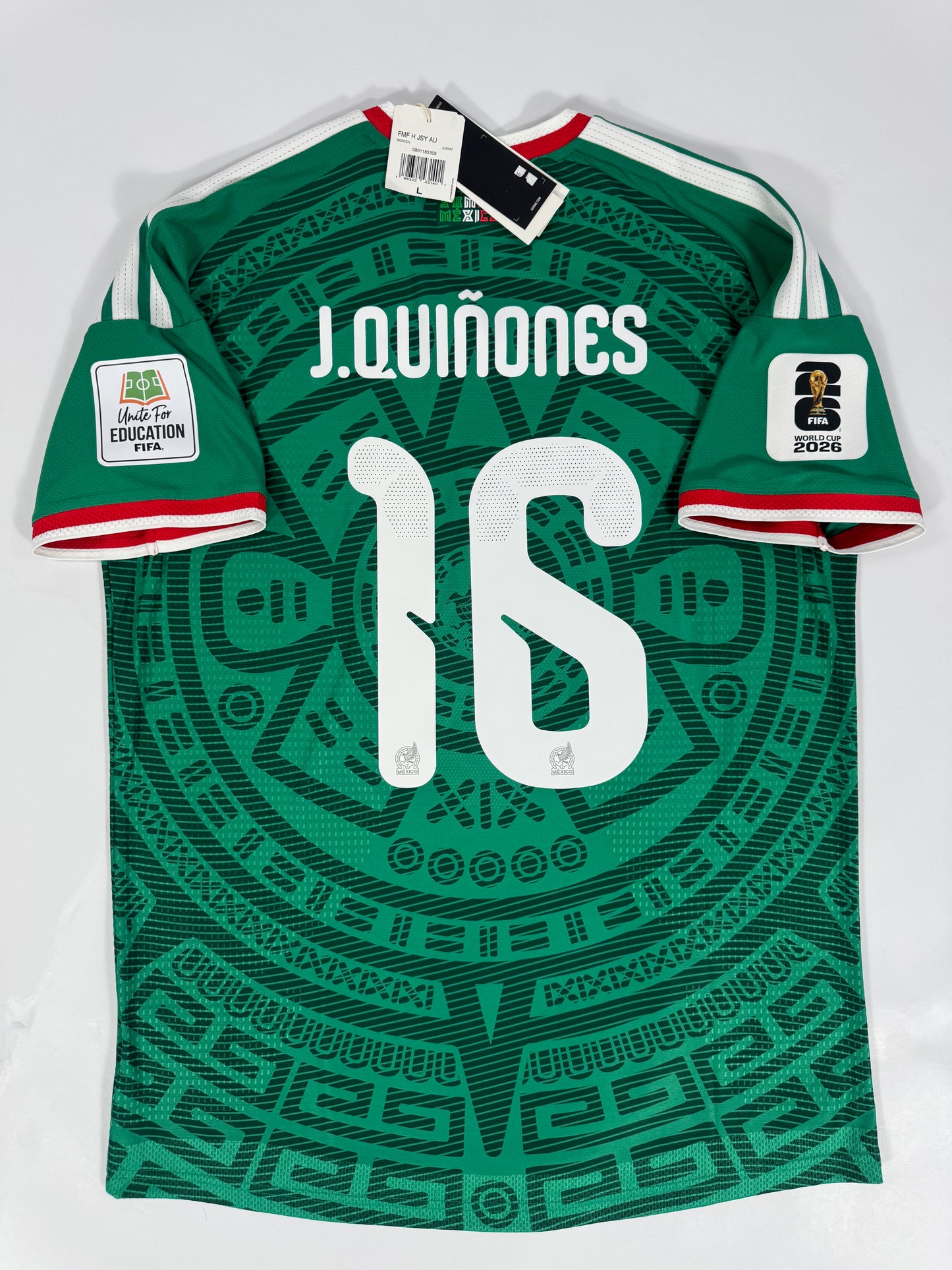 2026 ADIDAS MEXICO HOME JERSEY AUTHENTIC PLAYER VERSION QUIÑONES 16 (L) NEW WITH TAGS