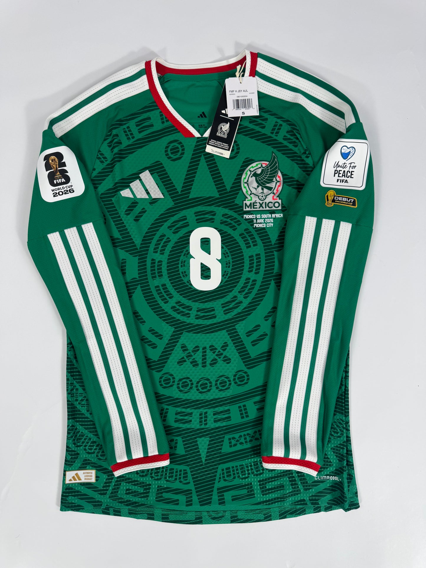 2026 ADIDAS MEXICO HOME JERSEY AUTHENTIC LONG SLEEVE PLAYER VERSION NEW WITH TAGS FIDALGO 8 (S)