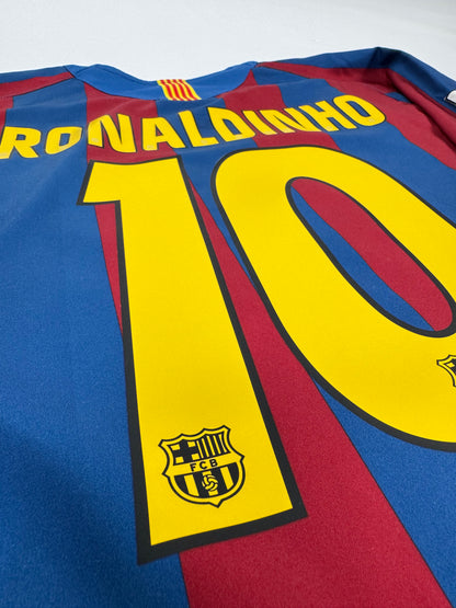 2005/06 NIKE T90 FC BARCELONA HOME JERSEY RONALDINHO 10 (S)