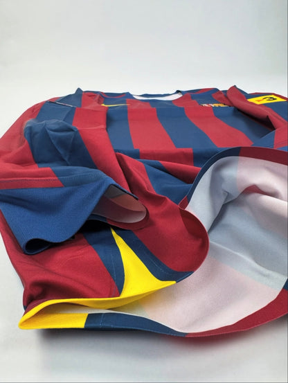 2025 RE ISSUE FC Barcelona Home 2005 T90 Long sleeve Jersey-Ronaldinho 10 (XL)