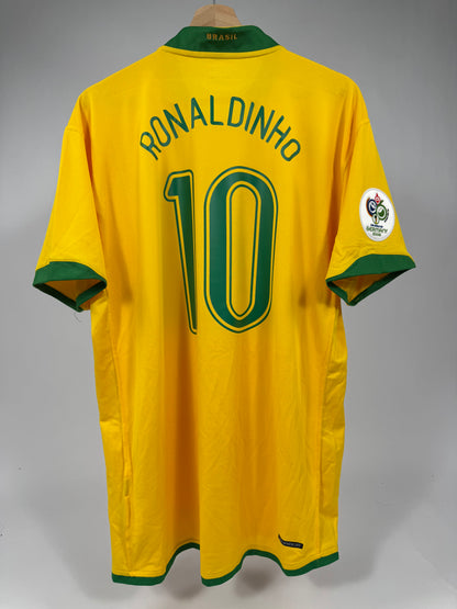 2006 NIKE Brazil Home Jersey RONALDINHO 10-(XL)