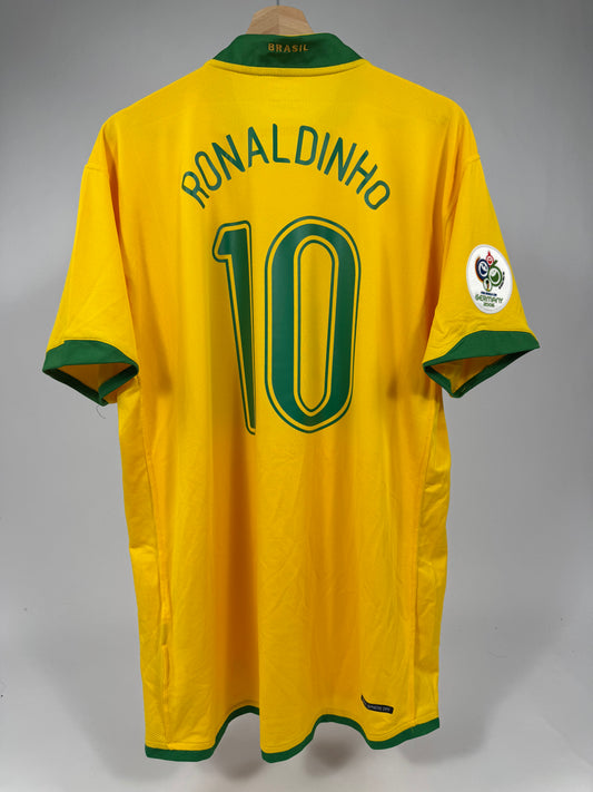 2006 NIKE Brazil Home Jersey RONALDINHO 10-(XL)