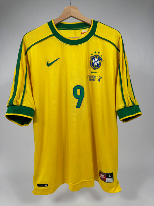 1998 NIKE Brazil Home Jersey-RONALDO 9-(L)