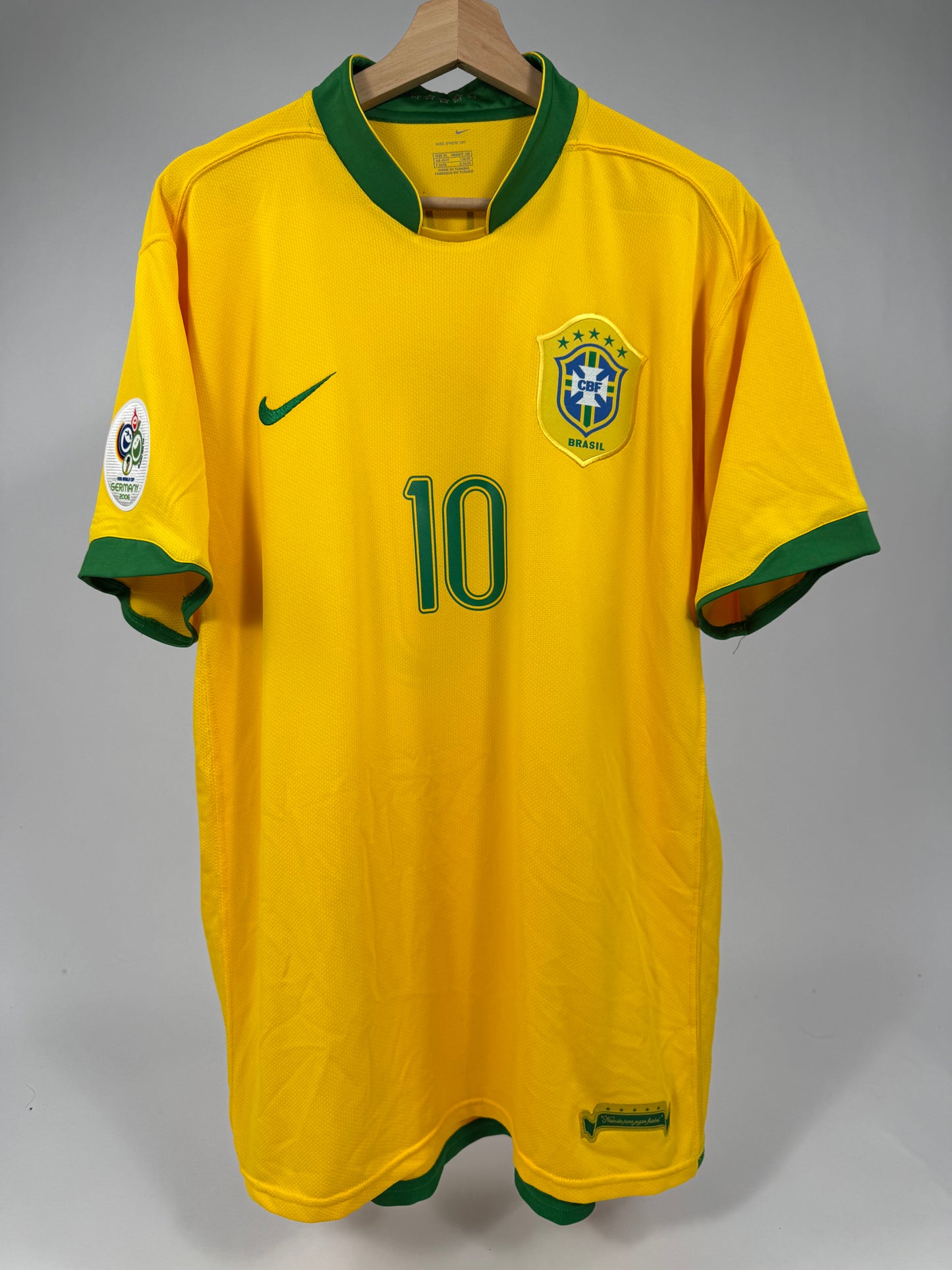 2006 NIKE Brazil Home Jersey RONALDINHO 10-(XL)