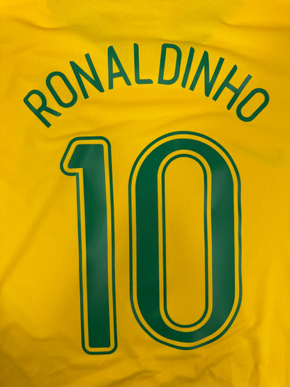 2006 NIKE Brazil Home Jersey RONALDINHO 10-(XL)