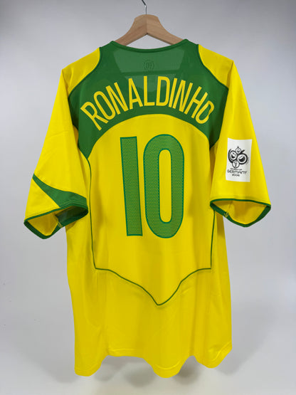 2004/05 NIKE T90 Brazil Home Jersey RONALDINHO 10-(XL)