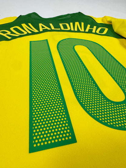 2004/05 NIKE T90 Brazil Home Jersey RONALDINHO 10-(XL)