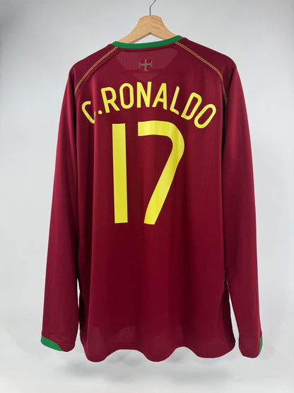 2006 NIKE PORTUGAL LONG SLEEVE HOME KIT CRISTIANO RONALDO 17-(XL)